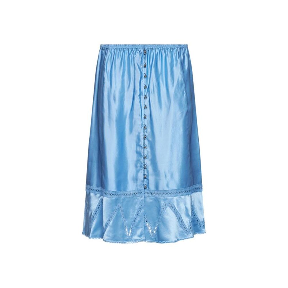 Rabanne Women Sunset Blue Viscose And Silk Satin Midi Skirt With Lace